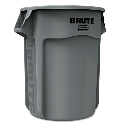 BRUTE Round Container without Lid, 55 gal, Heavy-Duty Plastic, Gray