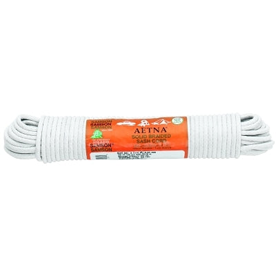 Interlocked Sash Cord, 800 lb Capacity, 100 ft, Cotton, White