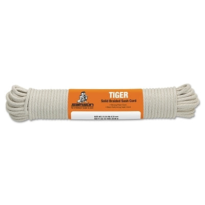 Tiger Sash Cord, 200 lb Capacity, 100 ft, 1/4 in dia, Cotton, White