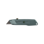 Stanley Interlock retractable utility knife 5-7/8 in, grey die-cast body, carbon steel blade, thumb-wheel lock, utility knife