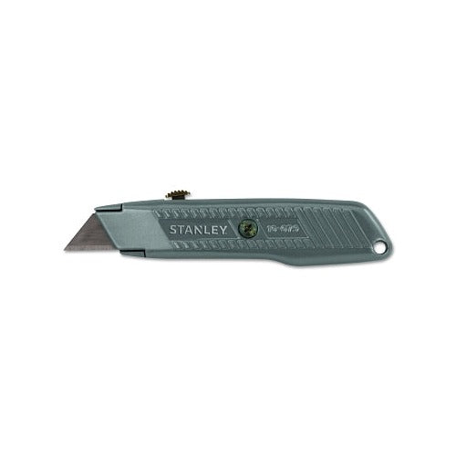 Stanley Interlock retractable utility knife 5-7/8 in, grey die-cast body, carbon steel blade, thumb-wheel lock, utility knife