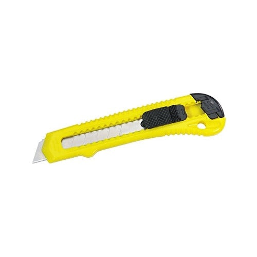 Stanley retractable pocket cutter 6 in yellow plastic handle snap-off carbon steel blade utility knife