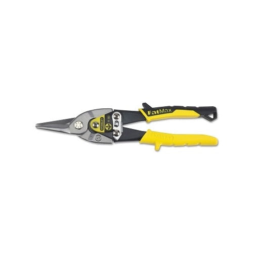 Stanley FatMax aviation snip 9-21/32 in straight cut yellow black bi-material handle stainless steel blade aviation snips