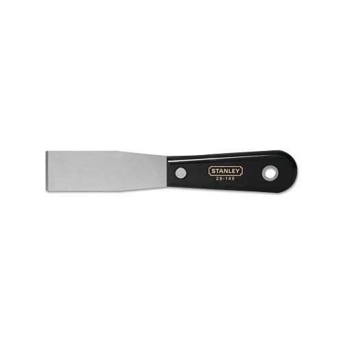 Stanley 28-140 putty knife 1-1/4 in stiff steel blade black nylon handle with rivets putty knife