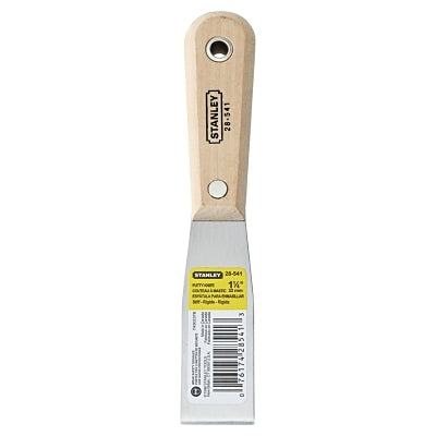 Wood Handle Putty Knife, 1-1/4 in Wide, Stiff Blade