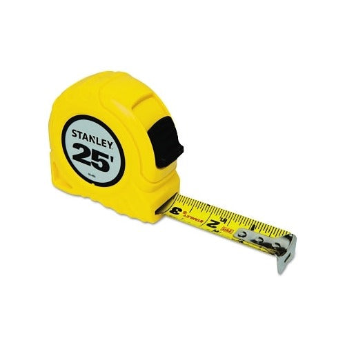 Stanley 30-455 tape rule 1 in x 25 ft yellow case blade extended Stanley branding belt clip measuring tool