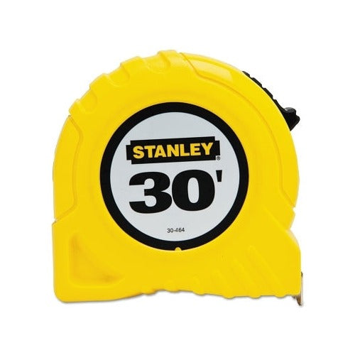 Stanley 30-464 tape rule 1 in x 30 ft yellow high-impact case with blade lock and belt clip measuring tool