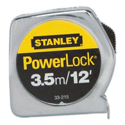 Powerlock Tape Rules 1/2 in Wide Blade, 12 ft x 1/2 in, Inch/Metric, Single Sided, Chrome