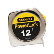 Stanley PowerLock 33-312 tape rule 12 ft x 3/4 in chrome metal case yellow black label wide blade tape measure