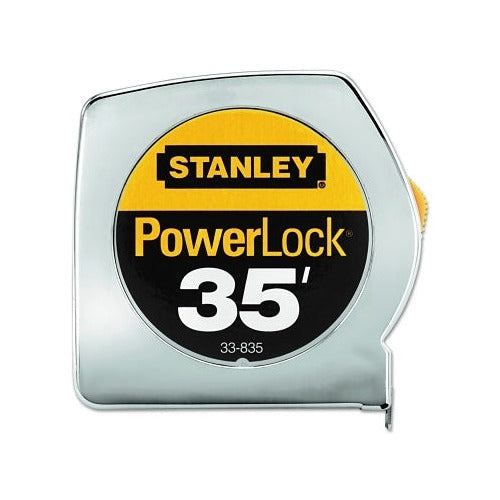 Stanley PowerLock 33-835 tape rule wide blade chrome case 1 in x 35 ft measuring tape