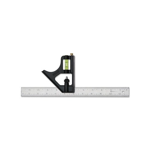 Stanley 46-222 combination square 12 in die-cast metal black head with bubble level and steel blade