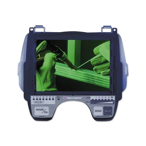 3M Speedglas 9100XXi auto-darkening filter, wide-view lens with shade 5-13 range, SENS and DELAY controls, welding helmet ADF