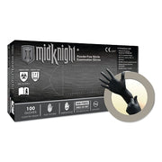 MidKnight MK-296 Disposable Nitrile Gloves, 4.7 mil Palm, 5.5 mil Fingers, Small, Black