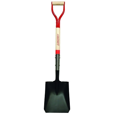 Square Point Transfer Shovel, 9.5 in W x 12 in L, Open-Back/Rolled-Step, 30 in Hardwood Steel D-Grip Handle
