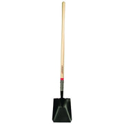 Square Point Transfer Shovel, 9.5 in W x 12 in L, Closed-Back/Forward-Turned Step, 48 in Hardwood Straight Handle