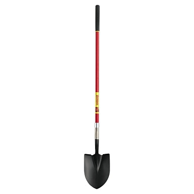 Round Point Digging Shovel, 9.5 in W x 12 in L Blade, 48 in L  Straight Fiberglass Handle w/Cushion End-Grip, Open-Back