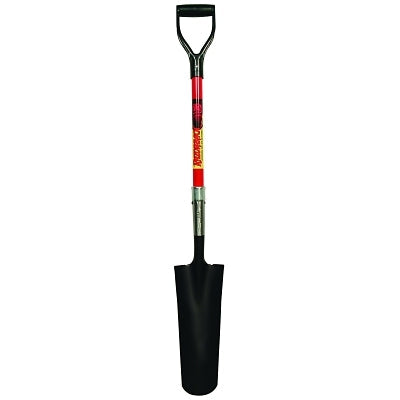Drain Spade, 16 in L x 4.75 in W Round Blade, 30 in Fiberglass Poly D-Grip Handle