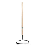 Bow Rake, 13-3/4 in W, Steel, 14 Tine, 54 in L Hardwood Handle