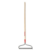 Bow Rake, 16.325 in W, Steel, 15 Tine, 66 in L Hardwood Handle