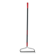 Bow Rake, 16.25 in W, Forged Steel, 15 Tine, 60 in Fiberglass, Cushion Grip Handle