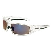 Hypershock Safety Eyewear, Blue Mirror Polycarbonate Lens, Hardcoat, Clear Ice Polycarbonate Frame