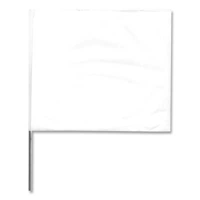 Stake Flags, 4 in x 5 in, 21 in Height, PVC; Steel Wire, White