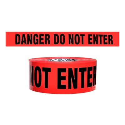 Barricade Tape, 3 in W x 1000 ft L, DANGER DO NOT ENTER, Red