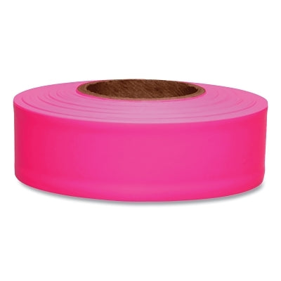 Taffeta Flagging Tape, 1-3/16 in x 150 ft, Flourescent Pink