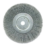 Narrow Face Crimped Wire Wheel, 6 in dia x 3/4 in W Face, 0.006 in Steel Wire, 6000 RPM
