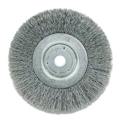 Narrow Face Crimped Wire Wheel, 6 in dia x 3/4 in W Face, 0.006 in Steel Wire, 6000 RPM