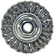Standard Twist Knot Wire Wheel, 6 in dia x 1/2 in W Face, 0.023 in Steel  Wire, 9000 RPM