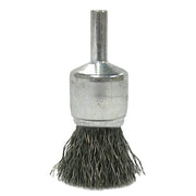 Crimped Wire Solid End Brush, Stainless Steel, 22,000 RPM, 3/4 in x 0.006 in