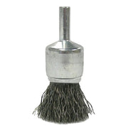 Crimped Wire Solid End Brush, Stainless Steel, 3/4 in dia x 0.0104 in Wire, 22000 RPM