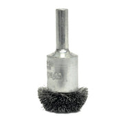 Stem-Mounted Circular Flared End Brush, Stainless, 16,000 RPM, 3 in x 0.008 in