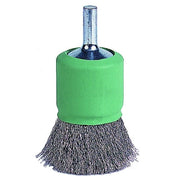 Coated Cup Crimped Wire End Brush, Stainless Steel, 1 in dia x 0.006 in Wire, 22000 RPM