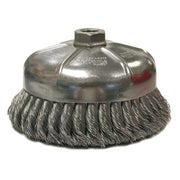 Single Row Heavy-Duty Knot Cup Brush, 6 in dia, 5/8-11 UNC, 0.014 Steel Wire