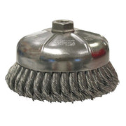 Single Row Heavy-Duty Knot Cup Brush, 6 in dia, 5/8-11 UNC, 0.023 Steel Wire