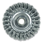 Standard Twist Knot Wire Wheel, 4 in dia x 1/2 in W Face, 0.014 in Steel Wire, 20000 RPM