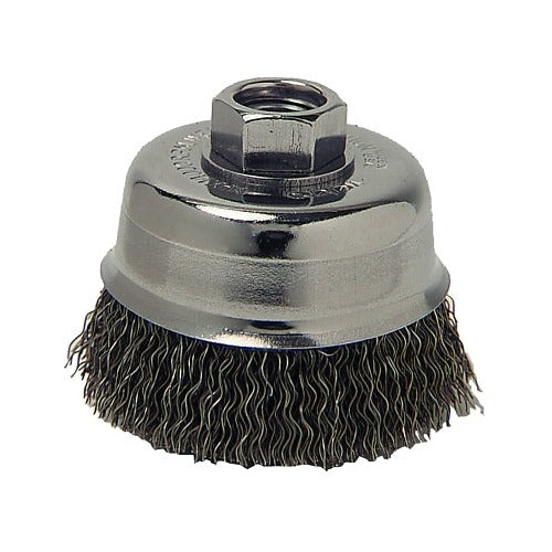 ANCHOR BRAND crimped wire cup brush, 6 in diameter, 5/8-11 arbor, 0.02 in carbon steel wire, cup brush