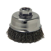 ANCHOR BRAND crimped wire cup brush, 6 in diameter, 5/8-11 arbor, 0.014 in carbon steel wire, cup brush