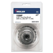 Single Row Heavy-Duty Knot Wire Cup Brush, 2 3/4 in Dia., 5/8-11 UNC, .020 Steel