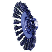Knot Wire Bevel Wheel, 4-1/2 in dia x 3/8 in W Face, 0.020 in Steel Wire, 12500 RPM