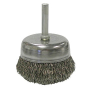 Stem-Mounted Crimped Wire Cup Brush, 2 in dia, 0.0118 in Steel Wire