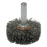 Stem-Mounted Wide Conflex Brush, 1-1/2 in dia x 1/2 in W Face, 0.0118 in Steel Wire, 20000 RPM