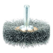 Stem-Mounted Narrow Conflex Brush, 2 in dia x 3/8 in W Face, 0.0118 in Steel, 20000 RPM, 1/4 in Stem