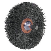 Stem-Mounted Wide Conflex Brush, 3 in dia x 1 in W Face, 0.008 in Stainless Steel Wire, 20000 RPM