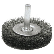 Crimped Wire Radial Wheel Brush, 3 in dia x 1/2 in W Face, 0.014 Steel Wire, 20000 RPM, 1/4 in Stem