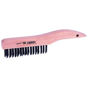 Economy Scratch Brush, 10 in L,  4 X 16 Rows, Steel Wire, Shoe Hardwood Handle