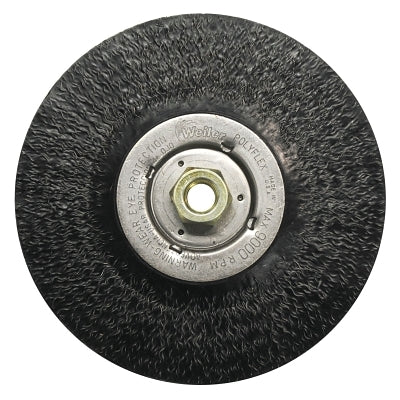 Crimped Wire Wheel, 7 in D x 3/16 in W, .014 in Steel Wire, 9,000 rpm