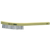 Curved Handle Scratch Brush, 14 in, 3 x 19 Rows, Steel Wire, Wood Handle